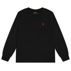 Boys Black Logo Long Sleeve, 1, hi-res