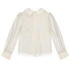 طقم تنورة مزين باللون العاجي و الذهبي للبنات , 1, hi-res