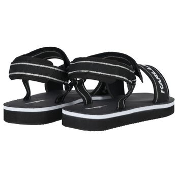 Girls Black & White Logo Sandals