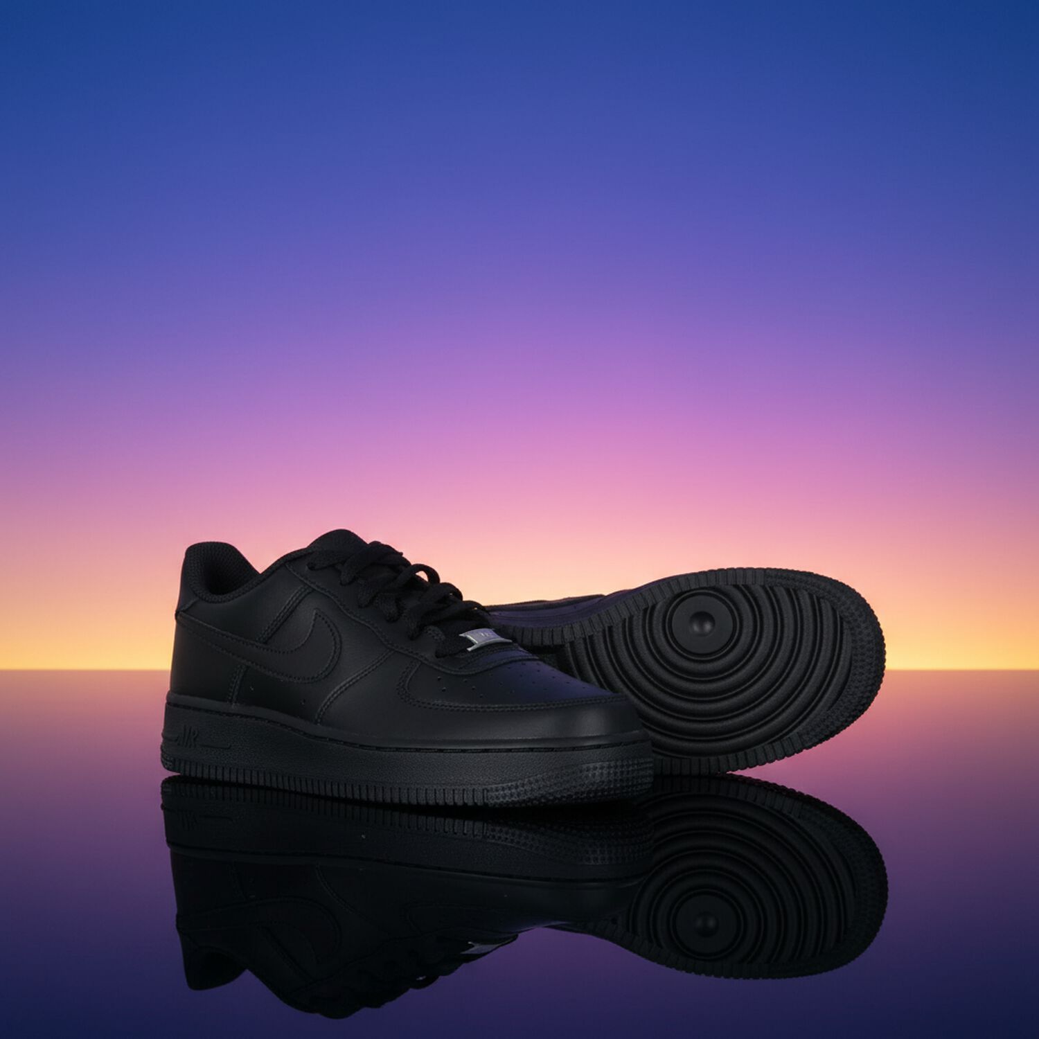 Black Air Force 1 Trainers, 1, hi-res