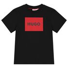 Boys Black Logo T-Shirt, 1, hi-res