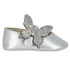 Baby Girls Silver Butterfly Shoes, 1, hi-res