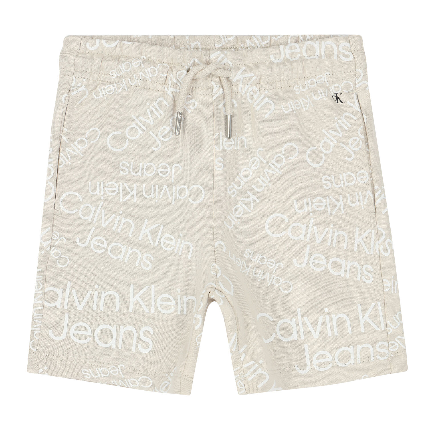 Boys Beige Logo Shorts, 1, hi-res