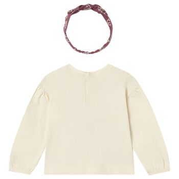 Younger Girls Ivory Long Sleeve Top Set