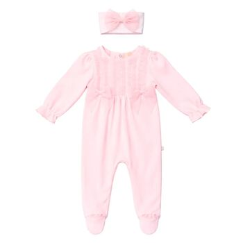 Girls Pink Babygrow & Headband Set