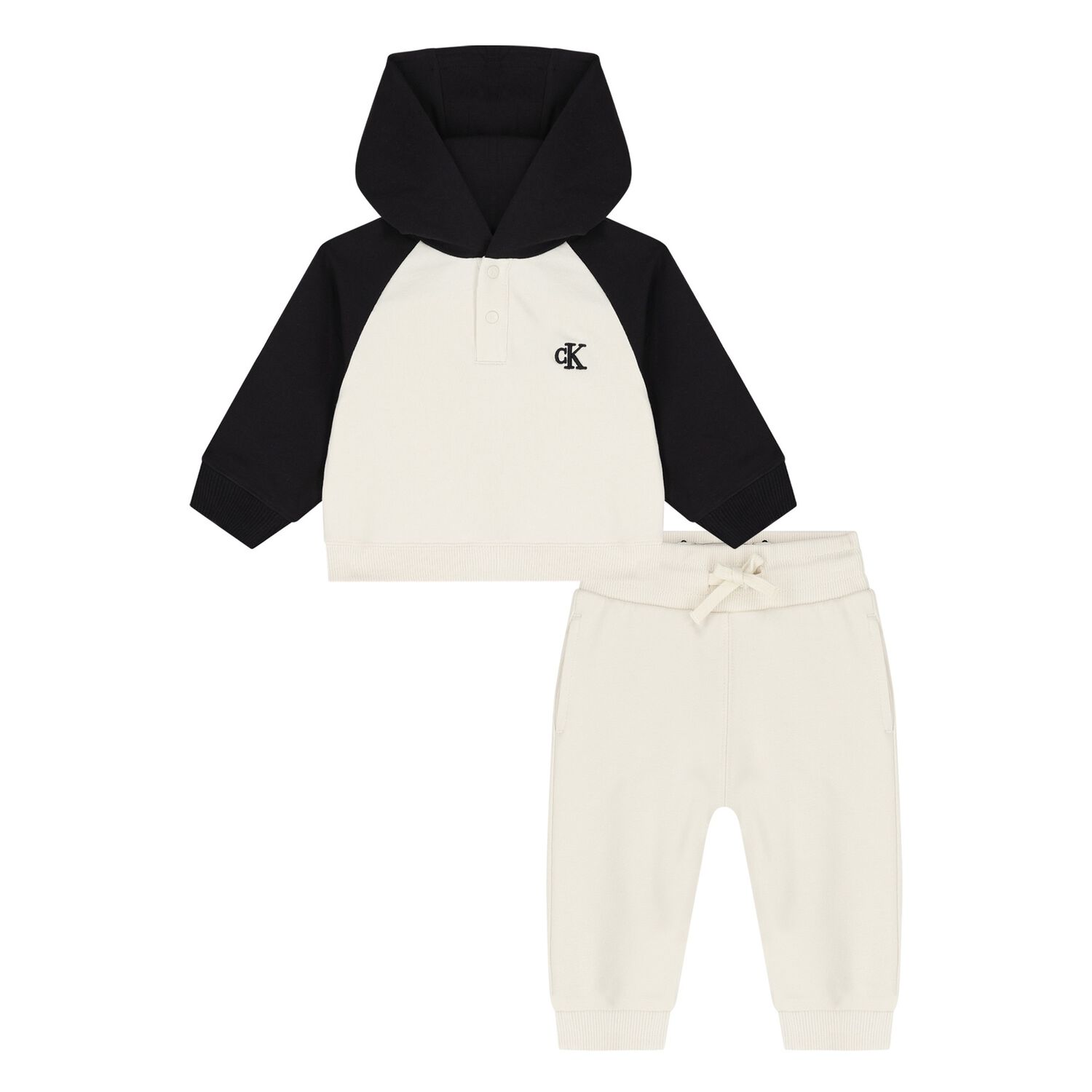 Younger Boys Beige & Black Tracksuit, 1, hi-res