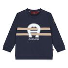 Younger Boys Navy Blue Logo Sweatshirt, 2, hi-res