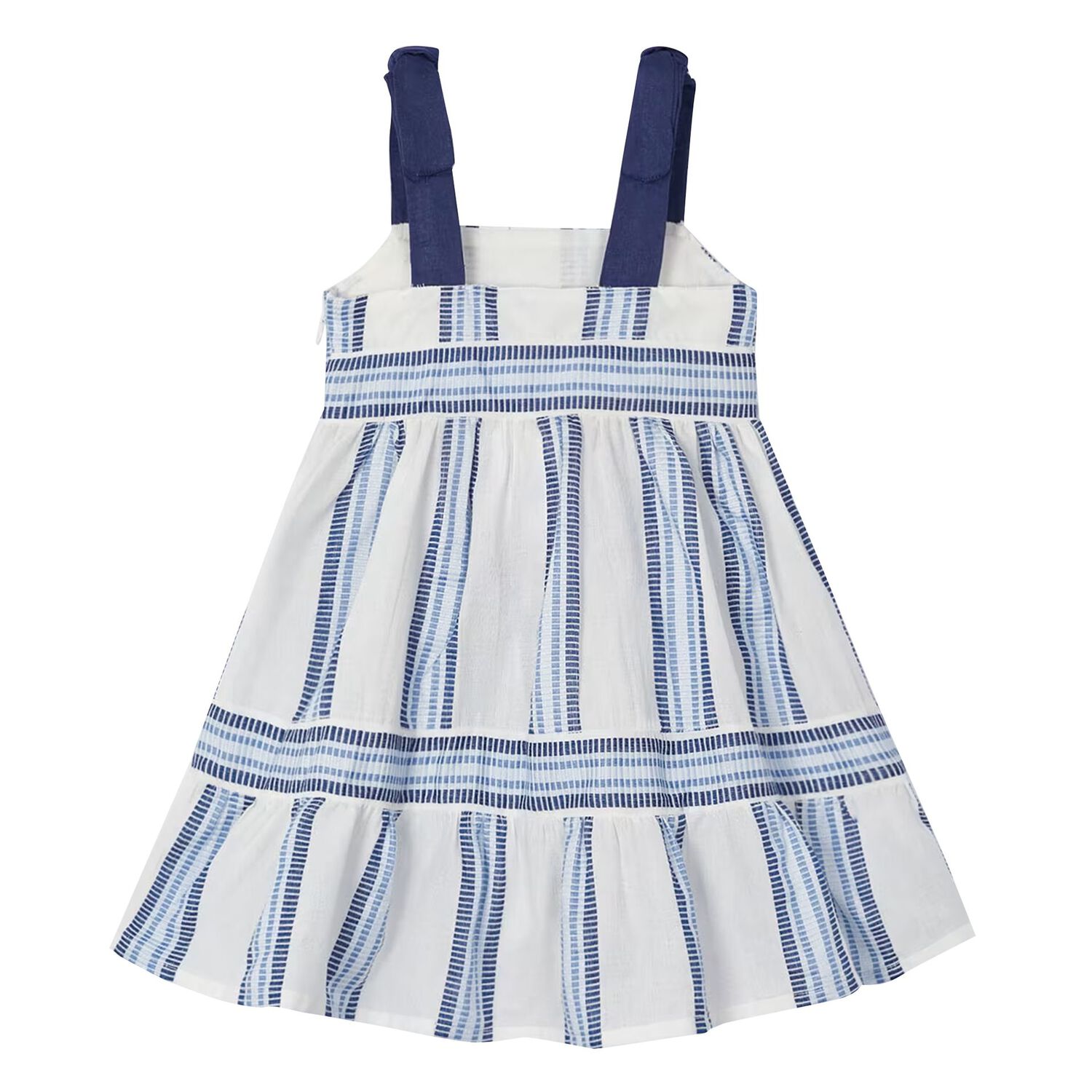Girls White & Blue Striped Dress, 2, hi-res image number null