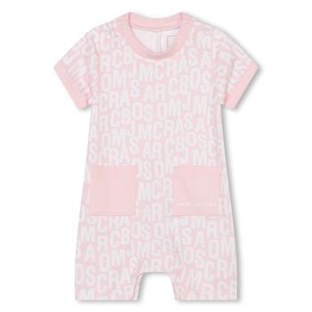 Baby Girls Pink & White Logo Romper