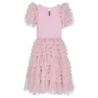 Girls Pink & Black Bow Tulle Dress, 1, hi-res