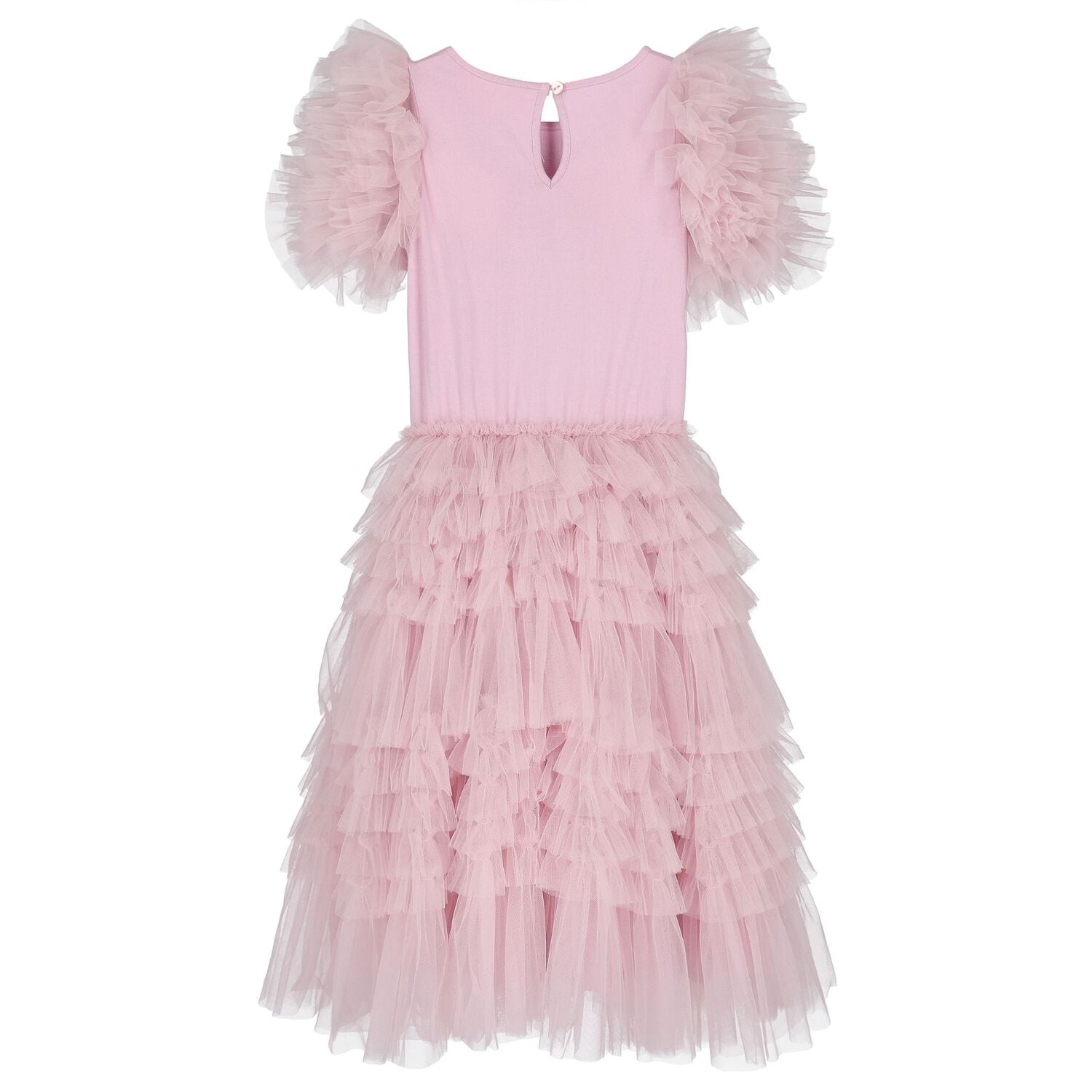 Girls Pink & Black Bow Tulle Dress, 1, hi-res