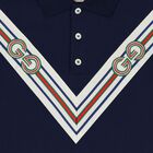 Boys Navy Blue Web Striped Polo Shirt, 1, hi-res