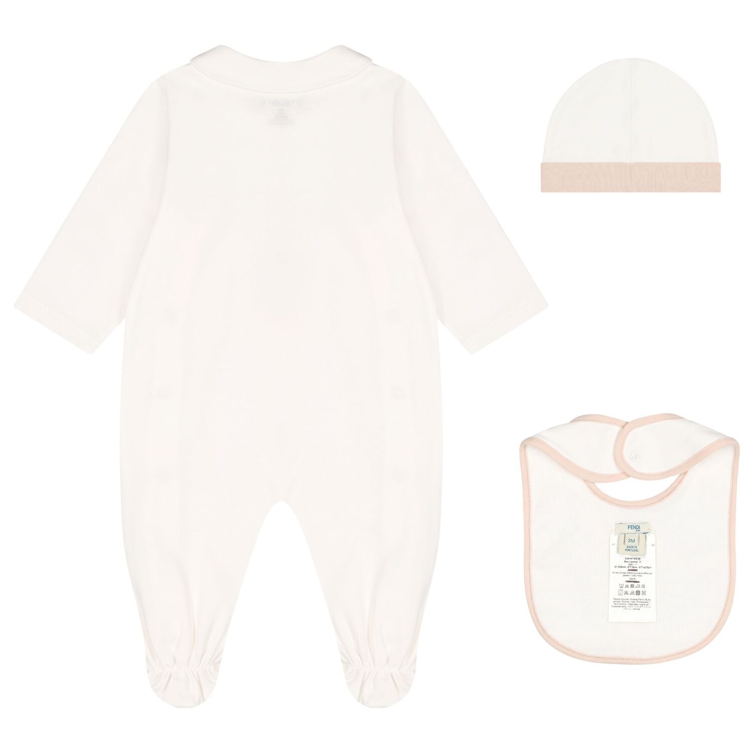 White & Beige Logo Babygrow Gift Set, 2, hi-res