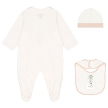 White & Beige Logo Babygrow Gift Set