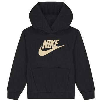 Boys Black Logo Hooded Top