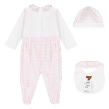 Baby Girls Pink Zig Zag Logo Babygrow Gift Set
