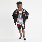 Boys Black & Red Logo Shorts, 1, hi-res