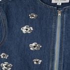 Girls Blue Denim Sequinned Floral Dress, 1, hi-res