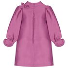 فستان بنات من الساتان زين بزهور باللون الوردى , 1, hi-res