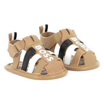 Baby Boys Beige Logo Sandals