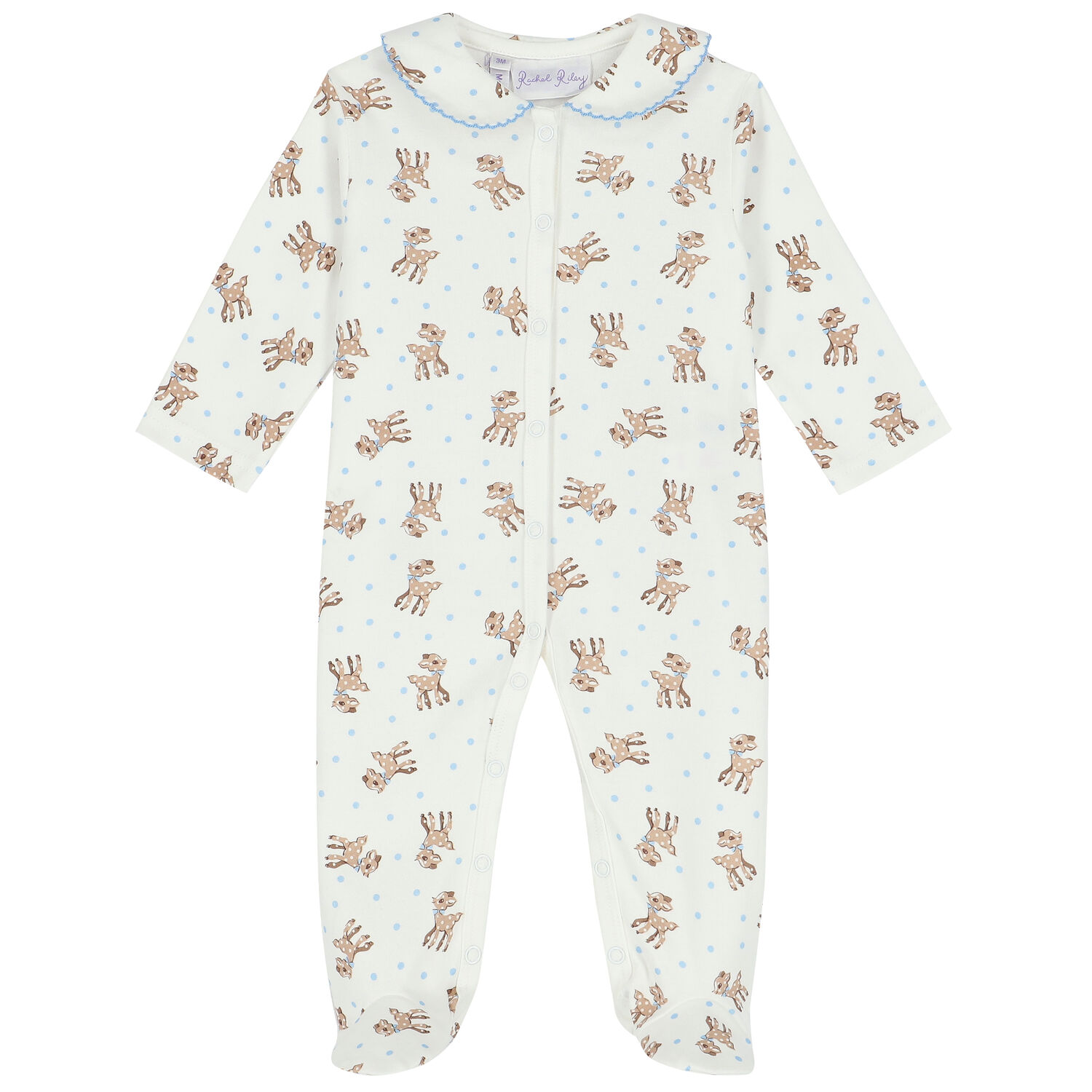 Baby Boys Ivory & Blue Fawn Babygrow, 2, hi-res