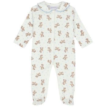 Baby Boys Ivory & Blue Fawn Babygrow