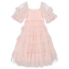 Girls Pink Ruffled Tulle Dress, 1, hi-res