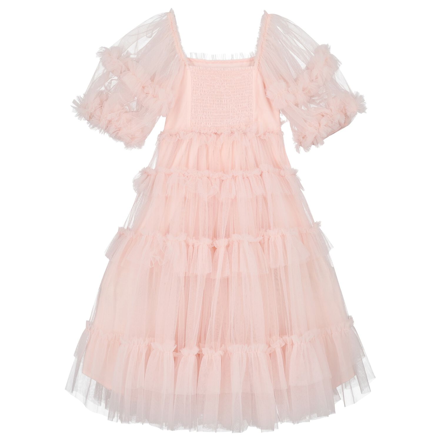 Girls Pink Ruffled Tulle Dress, 1, hi-res image number null