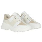 Girls Mini Me White Logo Trainers, 1, hi-res
