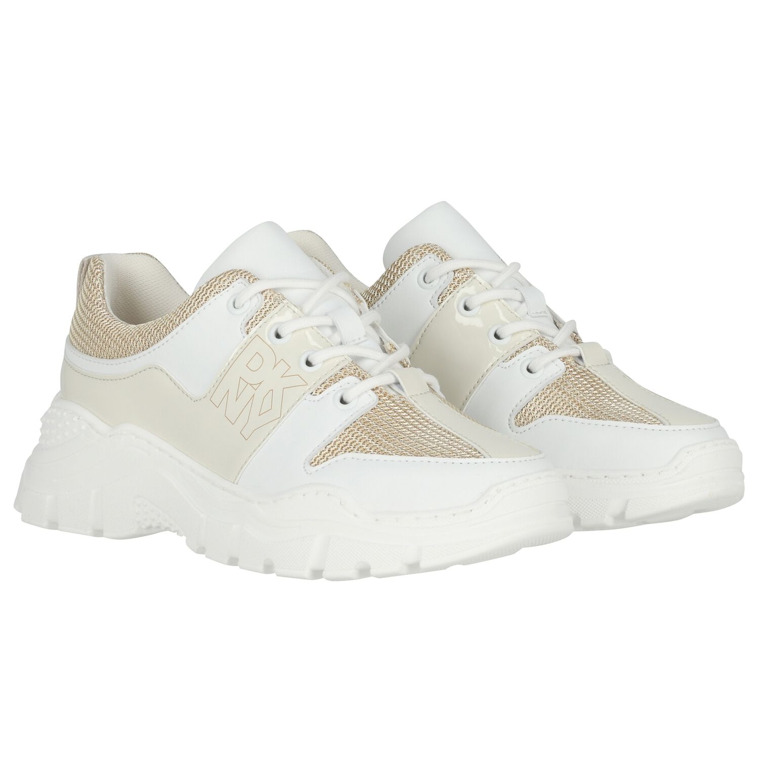 Girls Mini Me White Logo Trainers, 1, hi-res