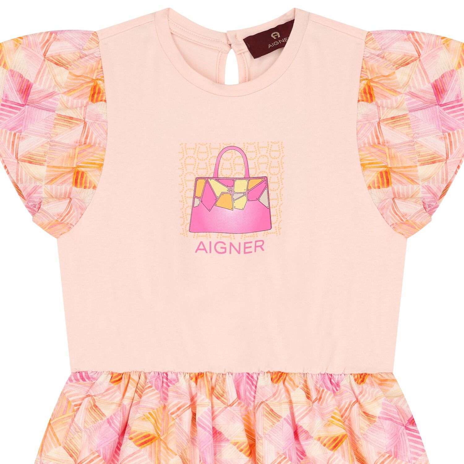 Girls Pink Logo Bag Dress, 1, hi-res