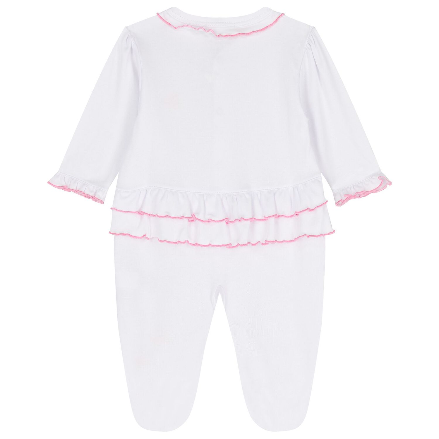 Baby Girls White & Pink Roses & Blooms Babygrow Set, 1, hi-res image number null