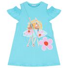 Girls Blue Ruffled Dress Set, 4, hi-res