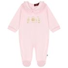 Baby Girls Pink & Gold Logo Babygrow, Hat & Bib Gift Set, 1, hi-res