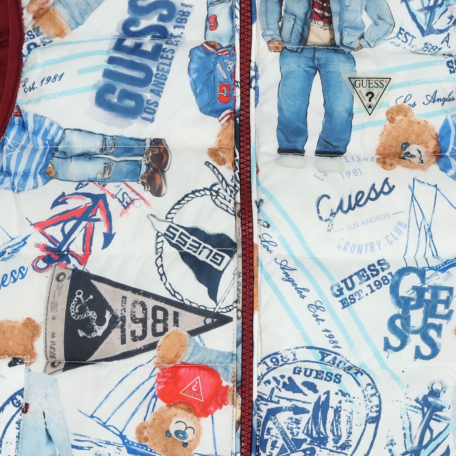 جاكيت أولاد قابل للعكس باللون الأبيض والأزرق والعنابي, 1, hi-res