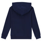 Boys Navy Logo Hooded Top, 1, hi-res