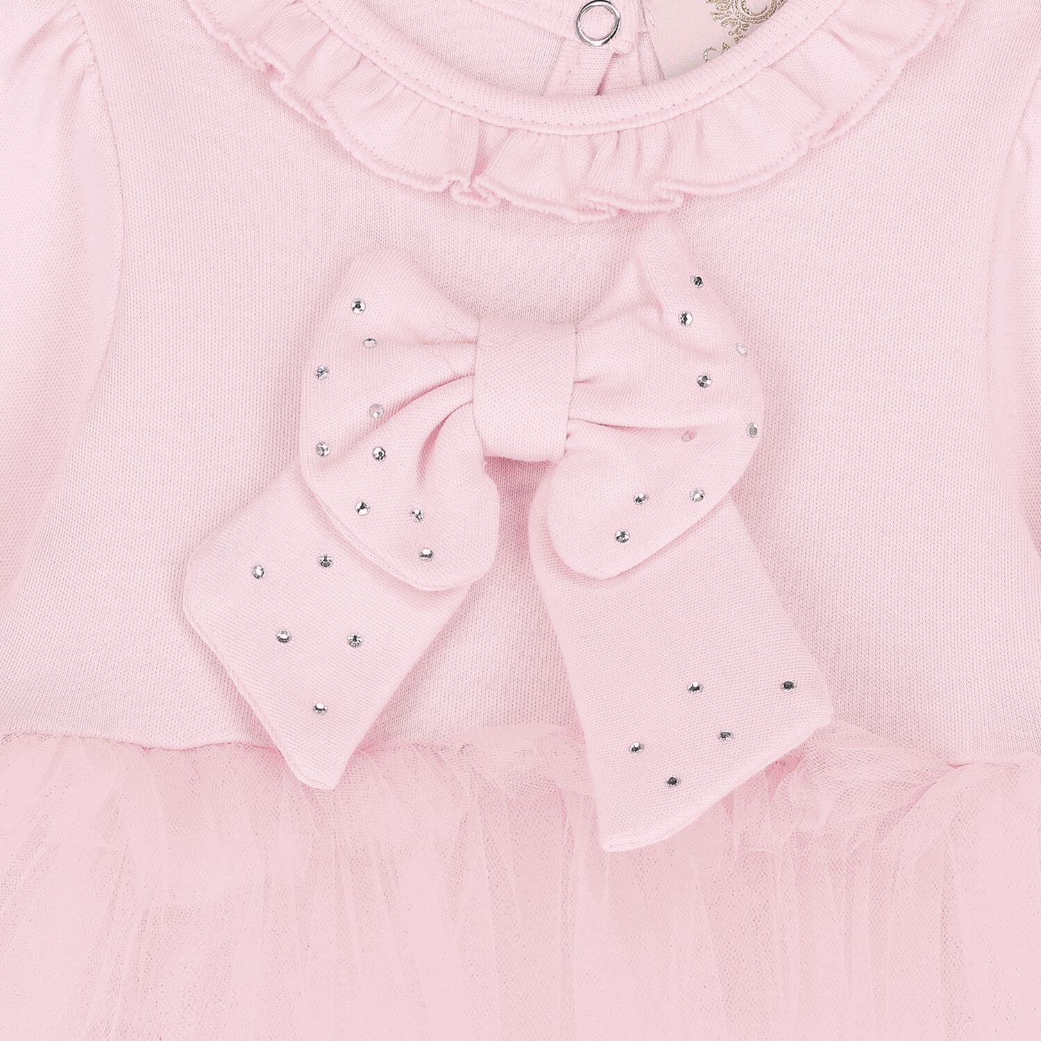 Baby Girls Pink Bow Tulle Dress Set , 2, hi-res