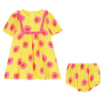 Younger Girls Yellow & Pink Dress Set