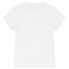 تي شيرت بالشعار  باللون الأبيض للبنات, 2, hi-res