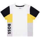 Younger Boys White Logo T-Shirt, 2, hi-res