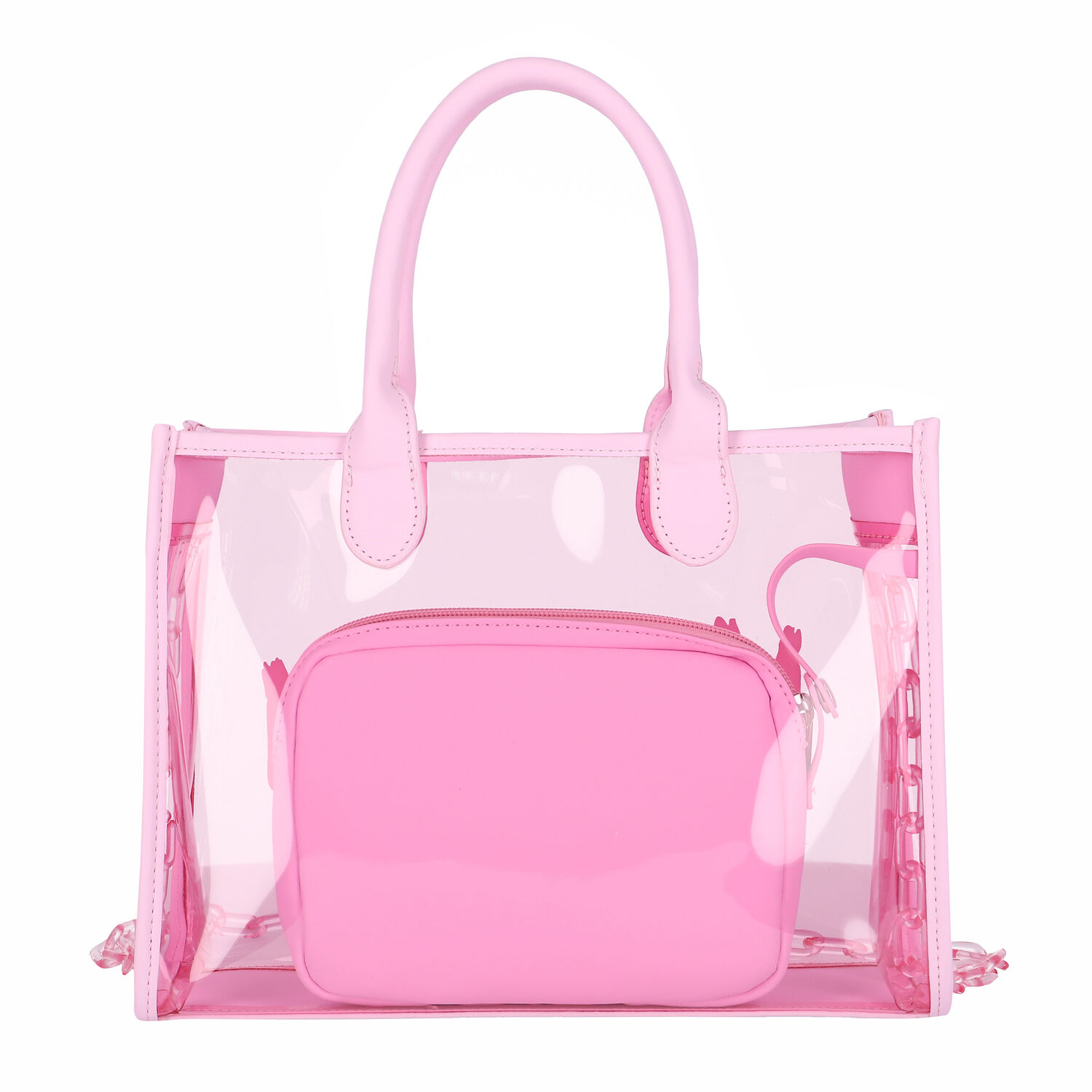 Girls Pink Logo Transparent Tote Bag, 1, hi-res