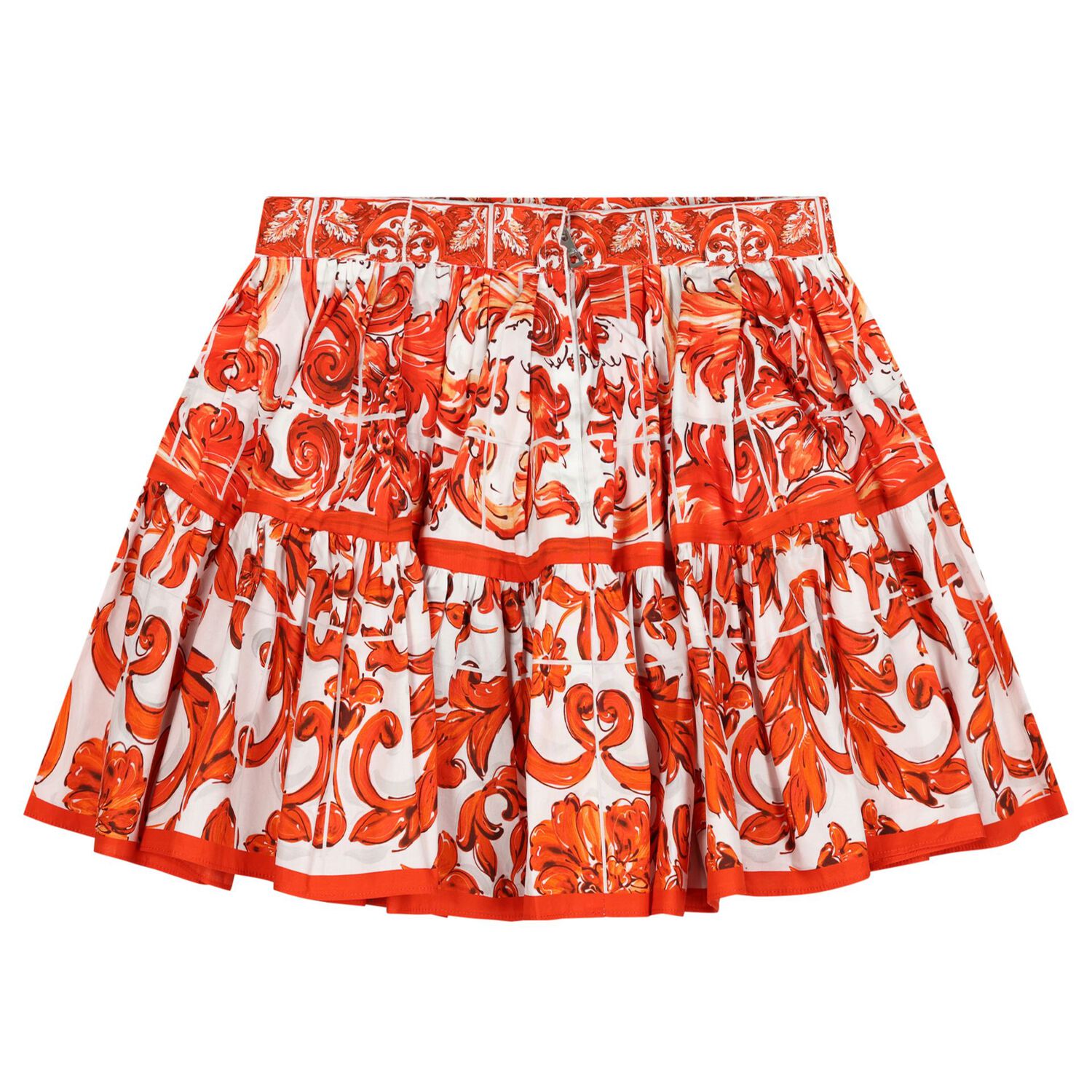 Girls White & Orange Majolica Skirt, 1, hi-res
