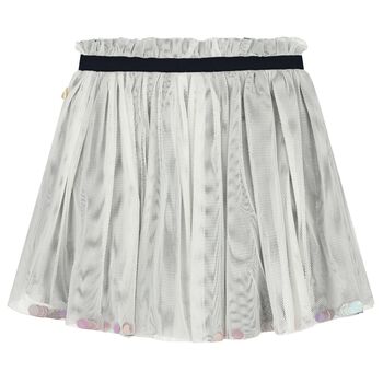 Girls White Tulle Skirt