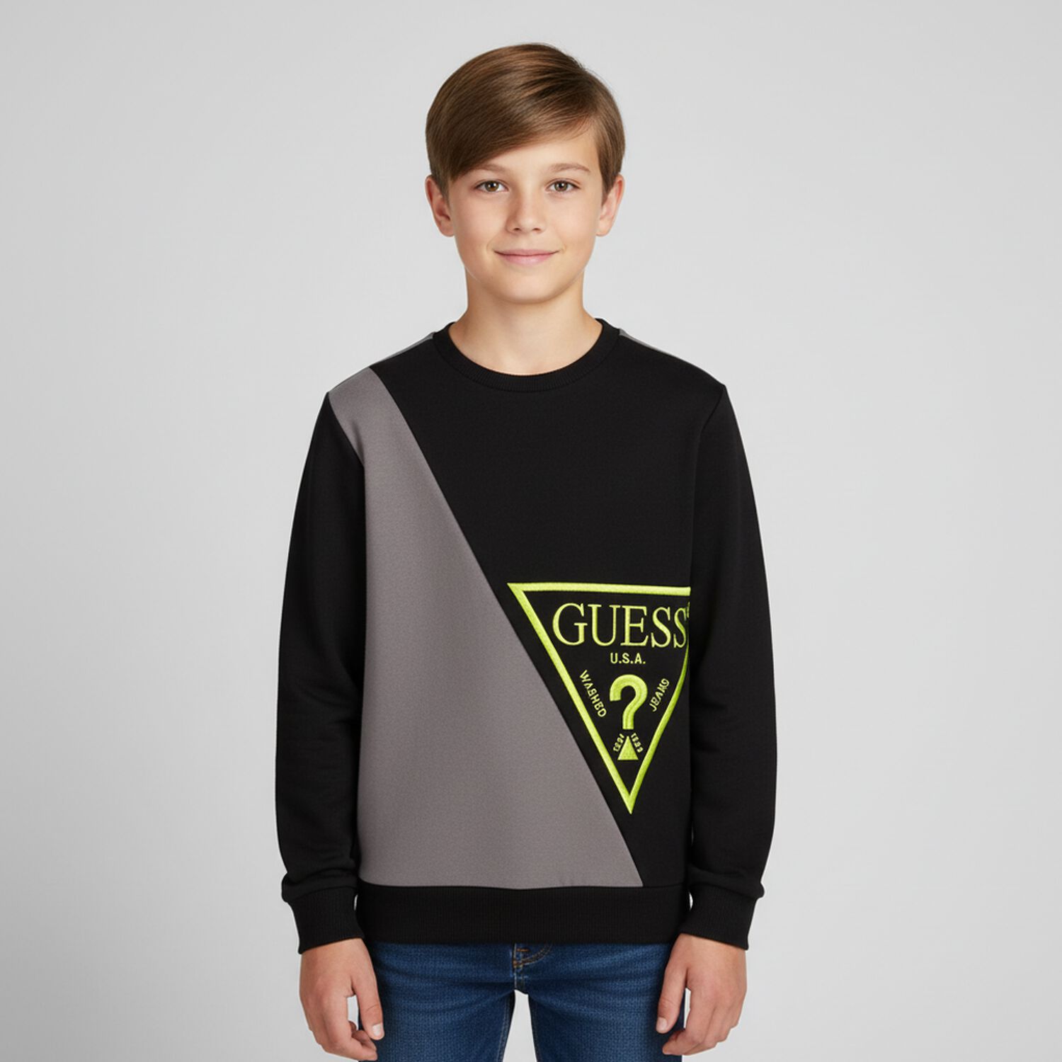 Boys Black & Grey Logo Sweatshirt, 1, hi-res image number null