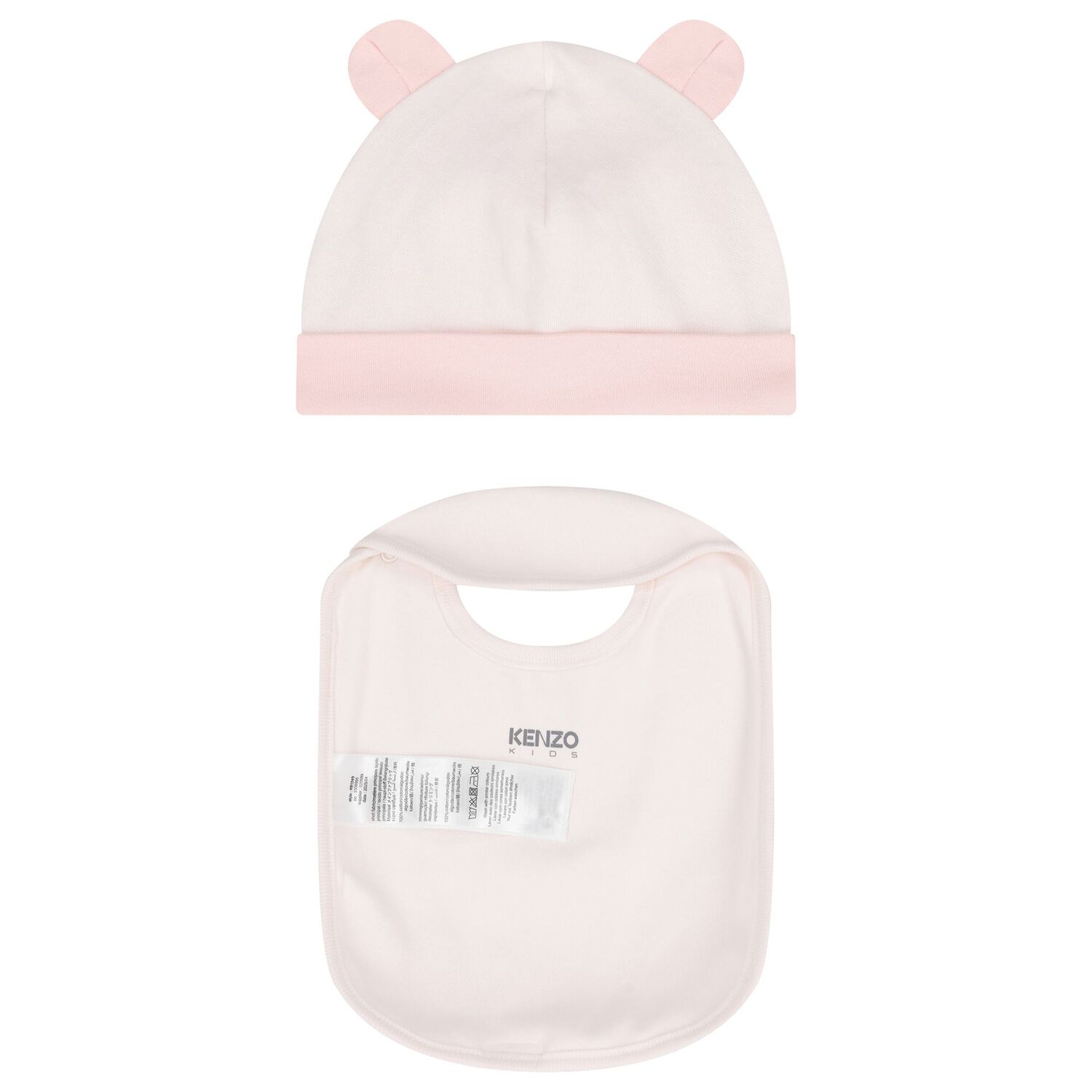 Baby Girls Elephant Logo Hat & Bib Set, 1, hi-res