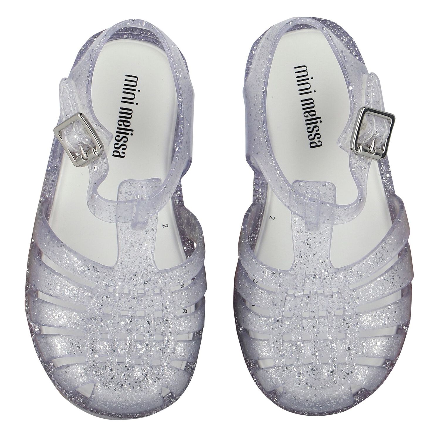 Younger Girls Silver Glitter Jelly Shoes, 1, hi-res image number null