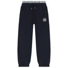 Boys Navy Blue Logo Joggers, 1, hi-res
