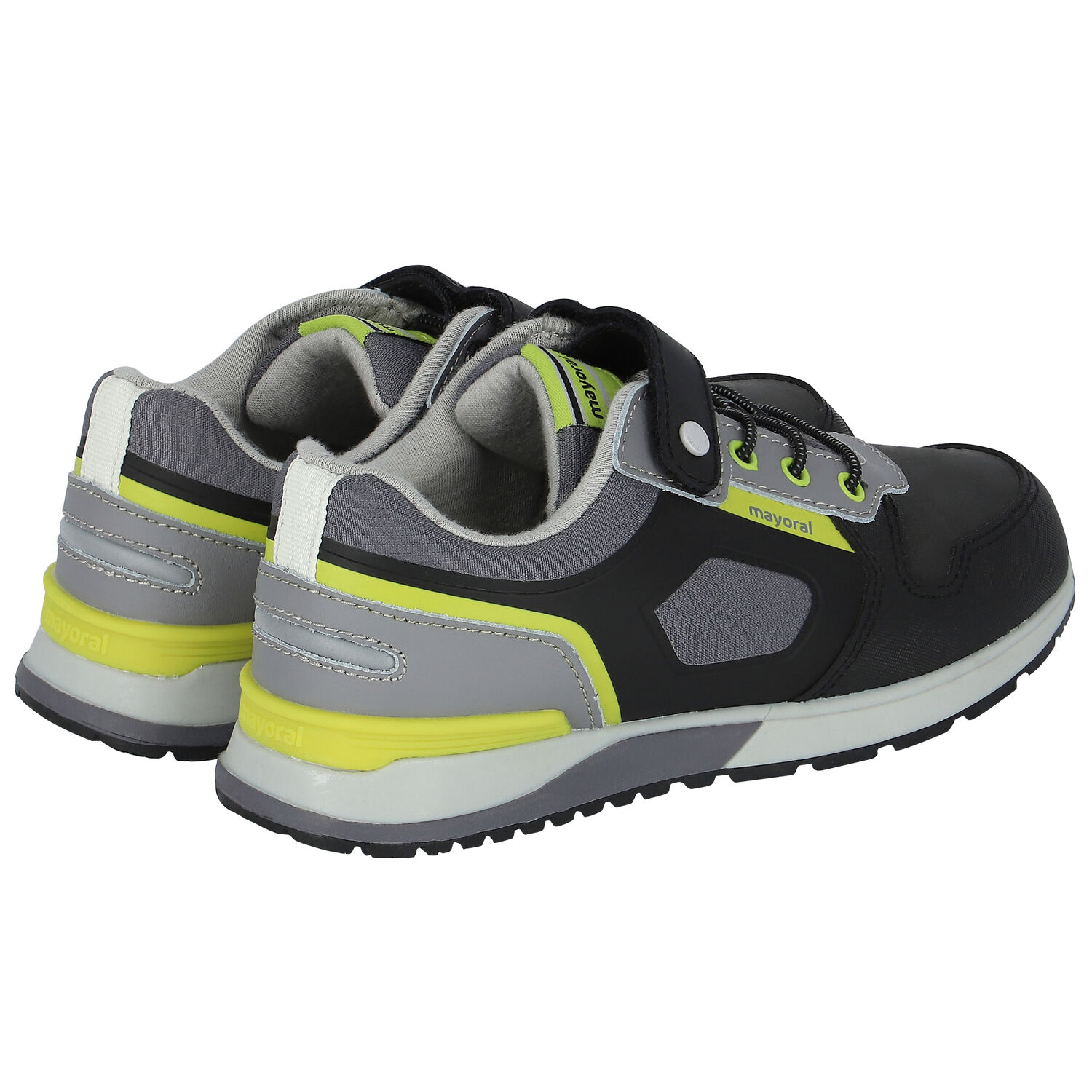 Boys Black Leather Trainers, 2, hi-res