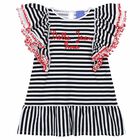 فستان جيرسي بناتي باللون الابيض و الاسود, 1, hi-res