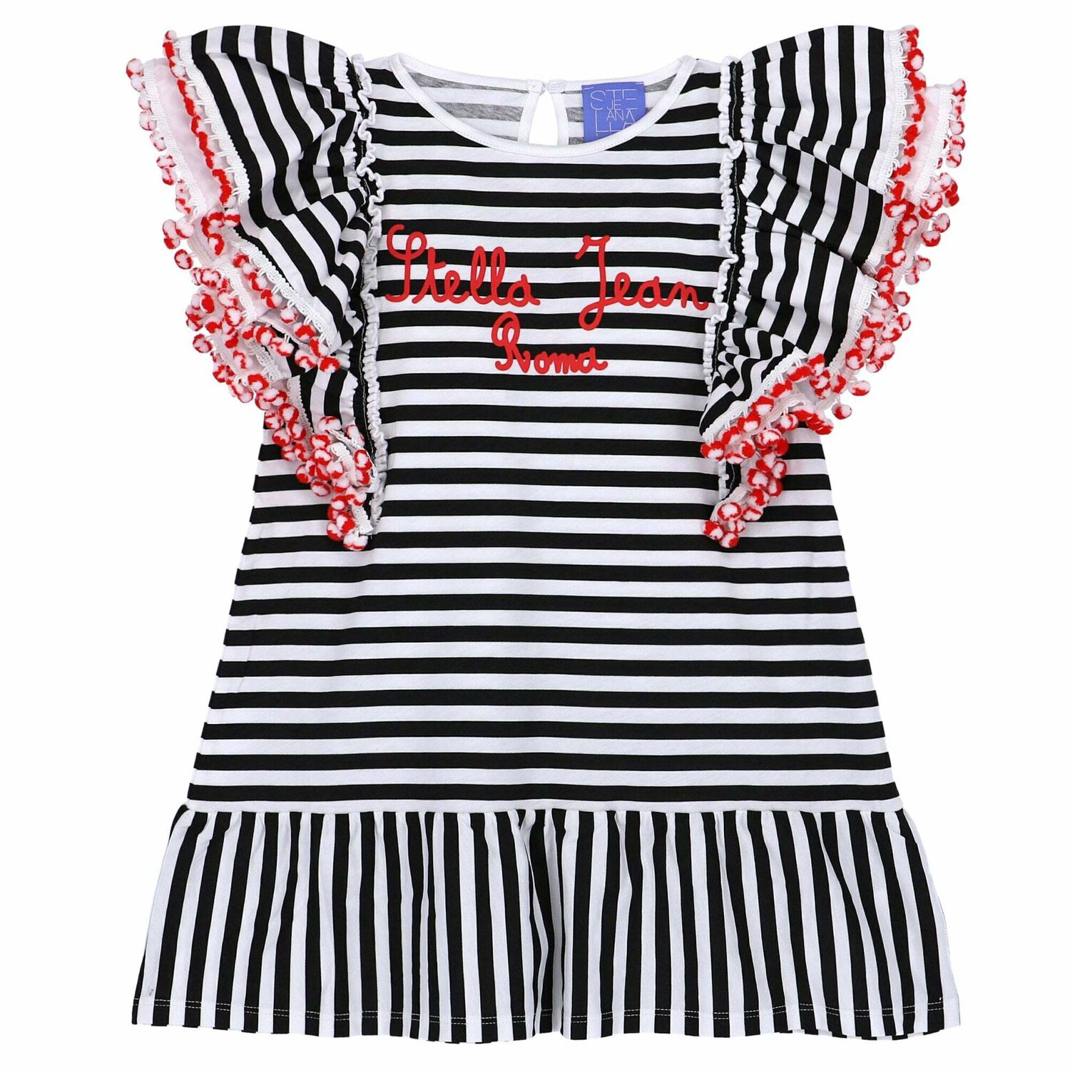 فستان جيرسي بناتي باللون الابيض و الاسود, 1, hi-res image number null